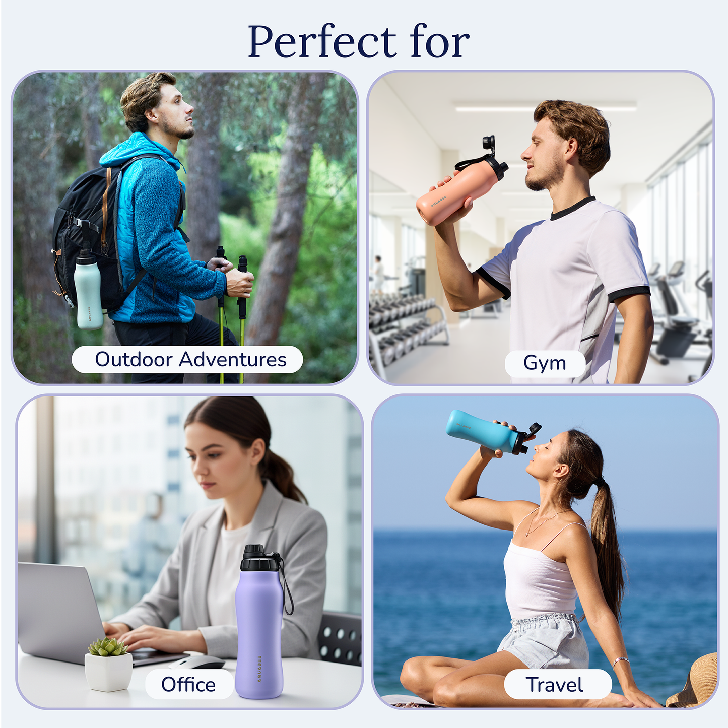 Aquabee Insula Stainless Steel Water Bottle with Double-Wall Vacuum Insulated