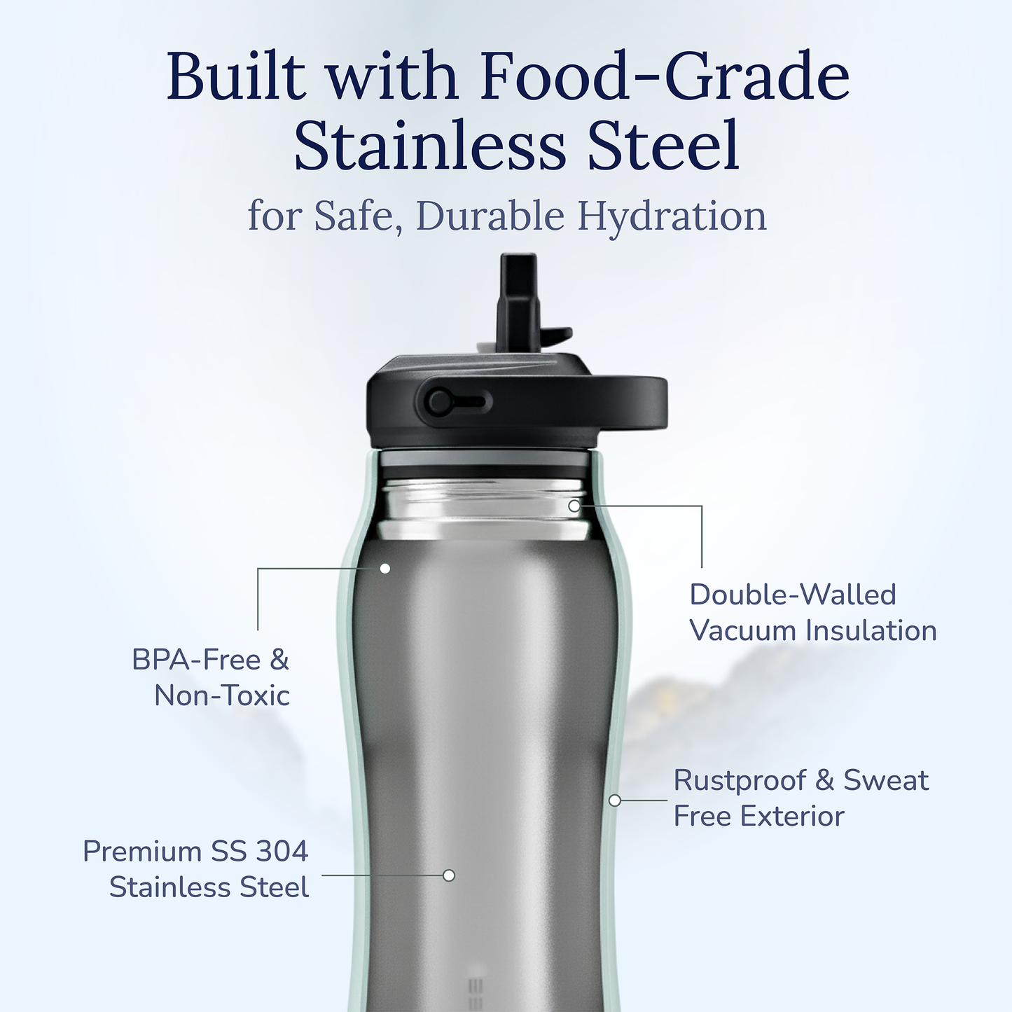 Aquabee Insula Stainless Steel Water Bottle with Double-Wall Vacuum Insulated